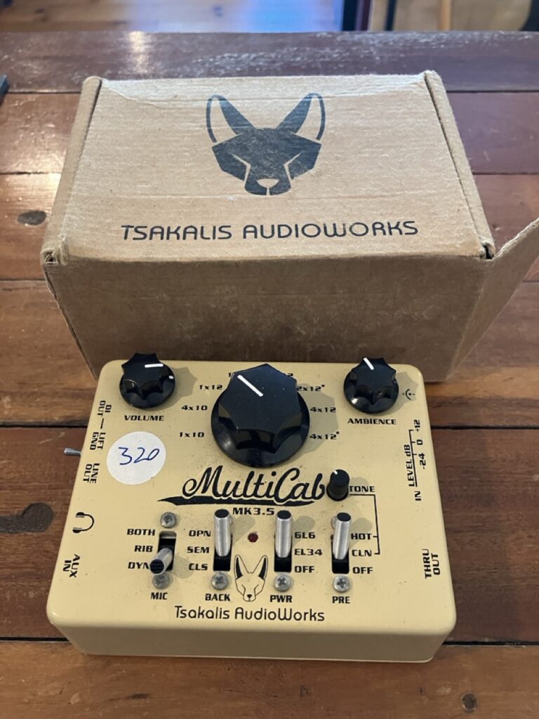 photograph taken in valiant music to sell a MultiCab effects pedal